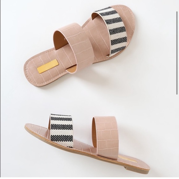 Qupid Sarah Croc Pattern Slide Sandals Beige Gray Size 8 - Picture 3 of 16